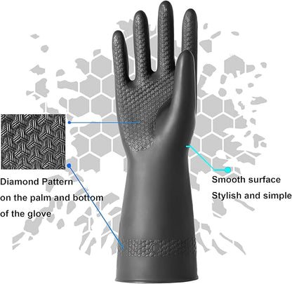 Chemical Resistant Latex Gloves,Cleaning Protective Safety Work Heavy Duty Rubber Gloves, S-M-L-XL Size, Black 1 Pair