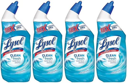 Lysol Clean & Fresh Toilet Bowl Cleaner, Ocean Fresh, 24 oz (Pack of 4)
