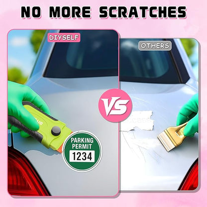 DIYSELF 2 Pcs Plastic Razor Blade Scraper with 10 Pcs Blades, Plastic Scraper Tool for Adhesive Remover, Scrapers for Cleaning Stickers, Decals, Glass, Windows, Car, No Scratches (Green)