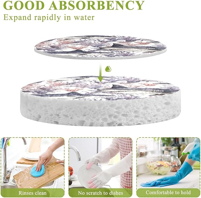 Shark Kitchen Scrub Sponges, Pop-up Kitchen Cleaning Sponges Reusable Dish Washing Sponges for Bathroom Household Cleaning 3 Pack - Non Scratch Scrubber
