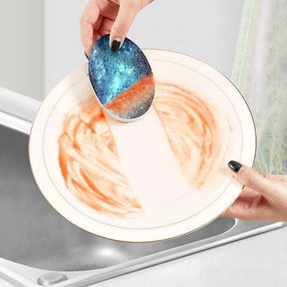Galaxy Kitchen Scrub Sponges, Pop-up Kitchen Cleaning Sponges Reusable Dish Washing Sponges for Bathroom Household Cleaning 3 Pack - Non Scratch Scrubber