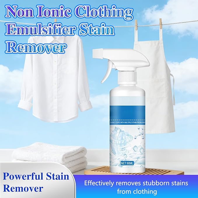 Non Ionic Clothing Emulsifier Stain Remover, Stain Remover For Clothes Laundry, Portable Dry Cleaning Stain Removal Spray, Active Enzyme Laundry For Clothes (2pcs)
