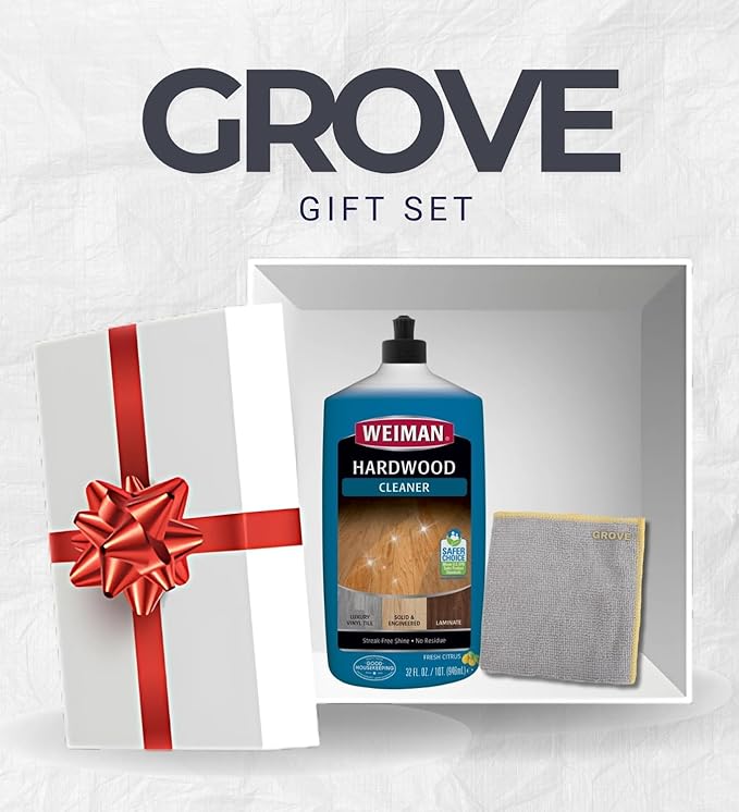Weiman Professional Citrus Scent Hardwood Floor Cleaner Liquid 32 oz Bundle with Microfiber Cloth – Cleans and Shines Wood, Laminate, and Tile Floors – Gift Set (2 Items)