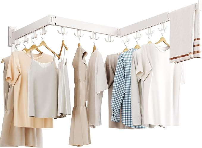 HEILAIYI Drying Rack Clothing Wall Mounted,Clothes Drying Rack,Laundry Drying Rack,Collapsible Dying Racks for Laundry,Foldable Clothes Dryer Rack,Clothes Hanger Rack Wall Mount