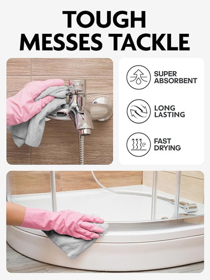 Fantasticlean Microfiber Cleaning Cloth Roll -675 Pack, Tear Away Microfiber Towels, 12" x 12", Reusable, Washable, Ultra Absorbent Dishcloth for All-Around Cleaning Supplies (9 Rolls of Grey)