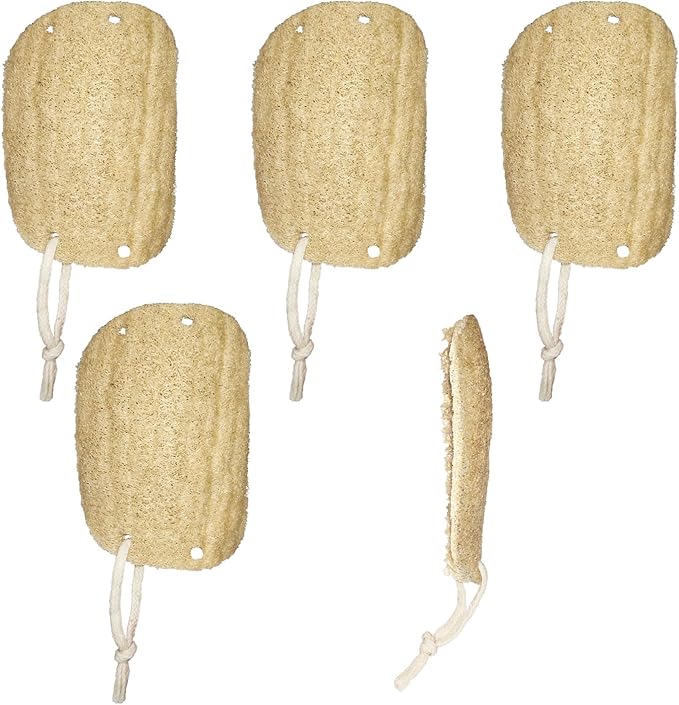 Natural Loofah Dish Sponges 5 Pack, Reusable Kitchen Scrubbers for Dishes, Pots and Pans, Non Scratch Plant-Based Scrubbing Pads for Dishwashing and Household Cleaning