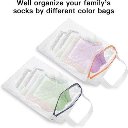 2 Pack Hanging Mesh Laundry Bag Set, 12x16 Inch Mesh Hamper with Metal Hooks for Closet Door & Wall - Space Saving Storage for Clothes, Delicates, Toys