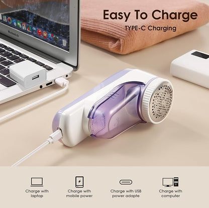 Fabric Shaver, Rechargeable Sweater Shaver, Lint Shaver with 6-Leaf Blades, Electric Lint Remover for Clothes & Furniture, Couch Pilling Remover Depiller for Removing Fuzz, Lint, Pills, Bobbles