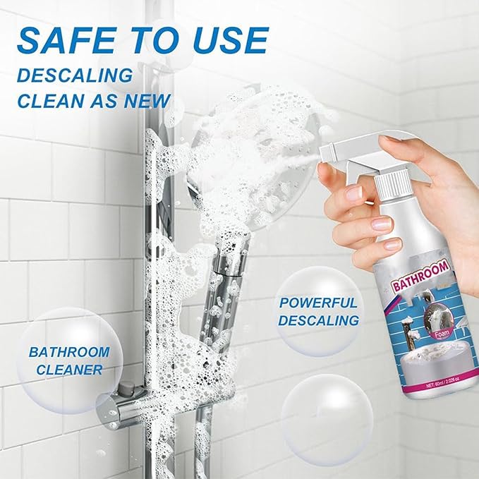 Jue Fish Bathroom Descaler, Profession Bathroom Descaler Cleaner, Bathroom Descaler Foam Cleaner, Bathroom Descaler Stubborn Stains Cleaner, Fresh Scent, 2 Ounce Bottle (1Pcs)