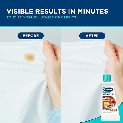 Carbona Stain Devils® #8 | Coffee, Tea, Wine & Juice | Professional Strength Laundry Stain Remover | Multi-Fabric Cleaner | Safe On Skin & Washable Fabrics | 1.7 Fl Oz, 1 Pack