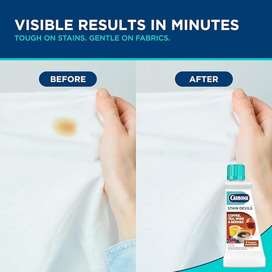 Carbona Stain Devils® #8 | Coffee, Tea, Wine & Juice | Professional Strength Laundry Stain Remover | Multi-Fabric Cleaner | Safe On Skin & Washable Fabrics | 1.7 Fl Oz, 1 Pack