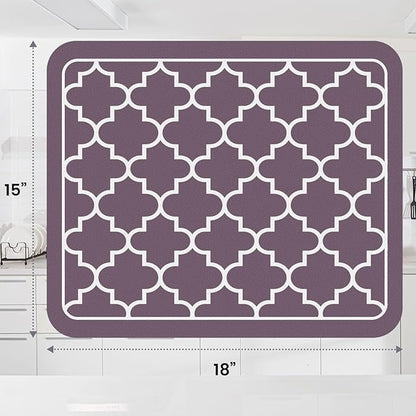WISELIFE Dish Drying Mat Super Absorbent Drying Mat Large Dish Drying Mats for Kitchen Counter Easy Clean Dish Mat Kitchen Drying Mat15"x 18" Stylish Purple