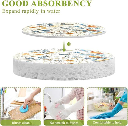 Buuterfly Kitchen Scrub Sponges, Pop-up Kitchen Cleaning Sponges Reusable Dish Washing Sponges for Bathroom Household Cleaning 3 Pack - Non Scratch Scrubber