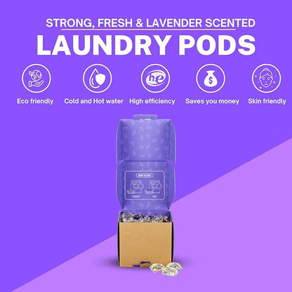 Greenseedz Laundry Pods, Fresh Lavender Scent, 64 Pacs, Eco Friendly, Powerful Clean, Biodegradable, HE Compatible
