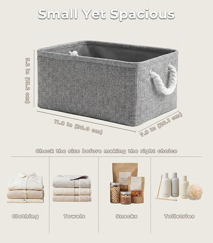 TheWarmHome Storage Bins for Shelves - 11.8x7.9x5.2 inch Grey Small Storage Baskets for Organizing, Fabric Storage Cubes Closet Organizer for Home Nursery Gift Decorative (Gray)