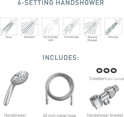Moen Attune Shower Head with Handheld Sprayer, 6 Shower Head Spray Settings, Chrome Finish, 218H0
