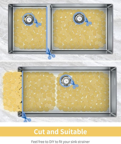 Bligli Pebble Sink Mat for Stainless Steel/Ceramic Sinks, 2 Pack PVC Sink Protectors Mats for Bottom of Kitchen Sink, Dish Drying Mat for Dishes and Glassware, 15.7 x 11.8 inch, Clear Yellow