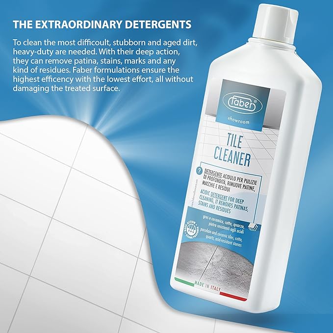 FABER Tile Cleaner - Heavy Duty Acidic Detergent for Deep Cleaning On Organic & Inorganic Dirt – Home and Commercial Remover for All Deep Stains and to Remove Residues from Other Cleaners, 1 Liter