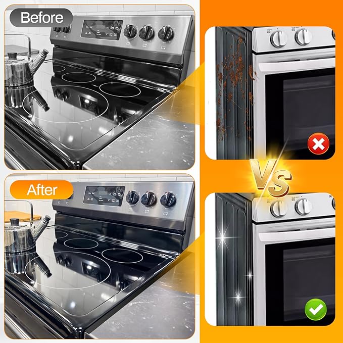 Stove Gap Covers Stainless Steel -Length 23.4" Width 0.79",Stove Gap Filler, Oven Gap Filler, Oven Side Gap Filler, Range Trim Kit, Heat Resistant and Easy to Clean, Black(2PCS)