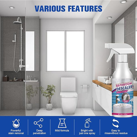 Bathroom Descaler Spray, 2 PCS Stubborn Stains Cleaner, Bathroom Foam Cleaner Spray, Bubble Cleaner Foam Spray, All Purpose Rinse Cleaning