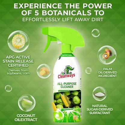 500ml Cleanways All Purpose Cleaner,Multi Surfaces Cleaner Spray Lime Coconut,Suitable for Refrigerators, Microwave Ovens, and Rice Cookers, Easy Home Cleaning with No Rinsing Required (1PCS)