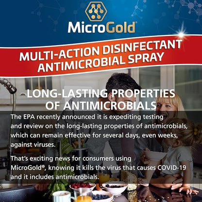 MicroGold Multi-Action Disinfectant Antimicrobial Spray Tested and Proven Effective to Kill the COVID-19 Virus, Kills 99.9% of Viruses and Bacteria, 24 Fluid Ounces, 6 Pack, Packaging May Vary