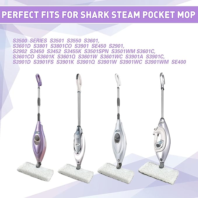 Tidy Monster 2 Pack Microfiber Steam Mop Replacement Pads for Steam Pocket Mops S3500 Series S3501 S3601 S3550 S3901 S3801 SE450 S3801CO S3601D, Machine Washable Easy Cleaning Pads