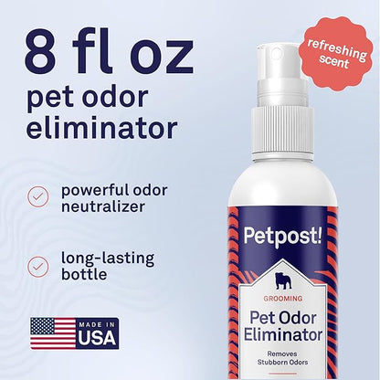 Petpost | Pet Odor Eliminator Spray for Dogs & Cats - Naturally Effective Deodorant and Bad Smell Killer - For Spraying Your Pet or Around the Home 8 oz.