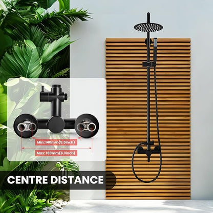 gotonovo Outdoor Shower Fixtures SUS304 Stainless Steel Rain Shower Kit Faucet High Pressure Wall Mount 2 Dual Function 8 Inch Showerhead and Handheld Spray Combo, Single Handle, Matte Black