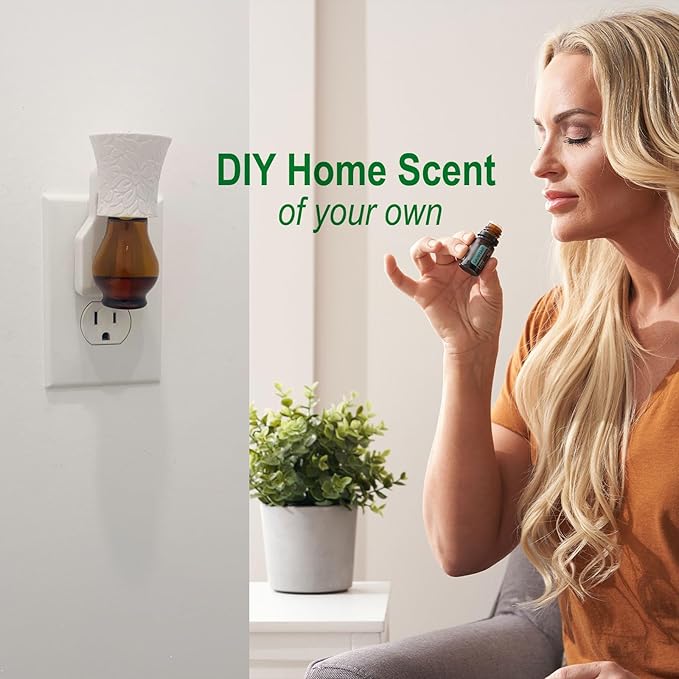Blank Plug in Air Freshener,4-Set Wall Plug Oil Diffuser for DIY Characteristic Home Scent from Natural Essential Oil, EO+Water, Fragrance Refill (4 Polarized Plug+4 Glass+4 Wick)
