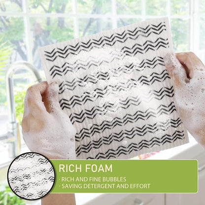 Swedish Dishcloths for Kitchen Reusable 6 Pack Kitchen Towels No Odor Quick-Drying Reusable Paper Towels Reusable Paper Towels Washable for Countertop Sink Kitchen
