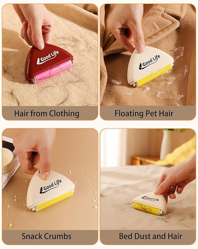 Good Life Lint Roller, Portable Washable Lint Roller, Washable Reusable Lints Rollers for Pet Hair Extra Sticky, Lints Remover for Clothes, Travel, Fur, Hair, Dust, Thread, Grime & Pet Hair (4pcs)