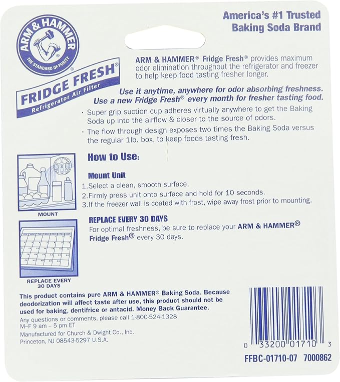 Arm & Hammer Fridge Fresh Refrigerator Air Filter, Eliminates Odors-4 Total Air Filters