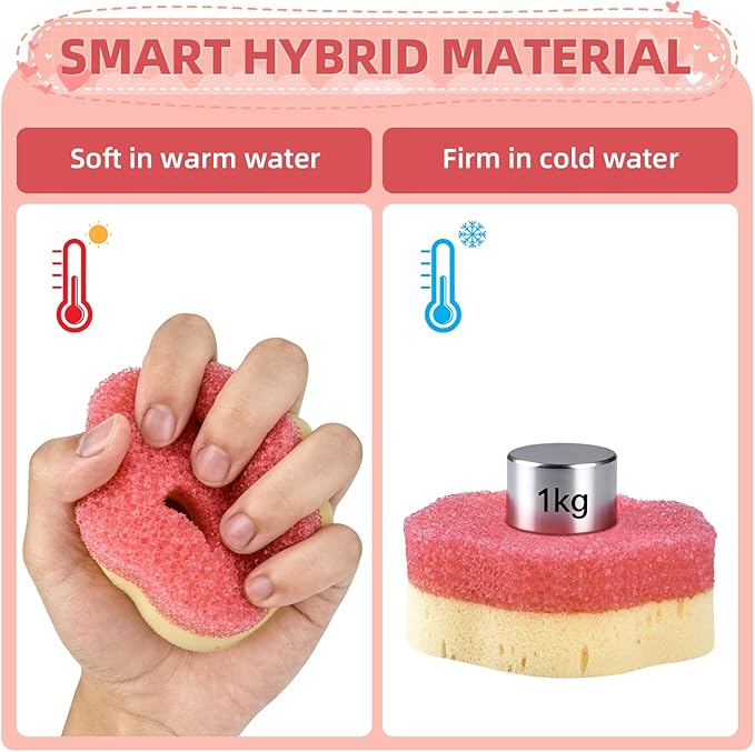 Cleangor 4pcs Scrub Sponges, Dual-Sided Temperature-Controlled Dish Sponges, Scratch-Free, Easy to Clean, Kitchen Cleaning Sponges for Tough Stains, Delicate Surfaces, Glassware, Cookware, Appliances