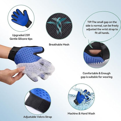 Pet Hair Remover Tool 4-Pack, Dog Cat Hair Remover with 1PCS Pet Grooming Glove, Lint Shaver Cleaner Pro, Portable Carpet Scraper for Carpets, Clothes, Car Mats, Couch, Pet Bed, Furniture