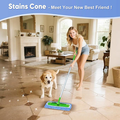6-Pack Reusable Mop Pads Compatible with Sweeper Mop - 100% Coral Fleece Washable Refills - Microfiber Dry & Wet Sweeping Cloths for Multi-Surface/Hardwood Floor Cleaning- Blue