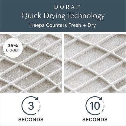 Dorai Home Dish Pad - Collapsable Stone Dish Drying Mat with Diatomaceous Earth for Quick Drying - Ultra Absorbent - Encased in Woven Silicone - Eco-Friendly, Foldable - Large 24.6" x 16.5", Sandstone