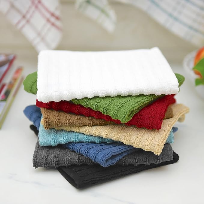 Ritz Royale Collection 100% Combed Terry Cotton, Highly Absorbent, Kitchen Dish Cloth Set, 13-3/4" x 12", 3-Pack, Solid, Mocha