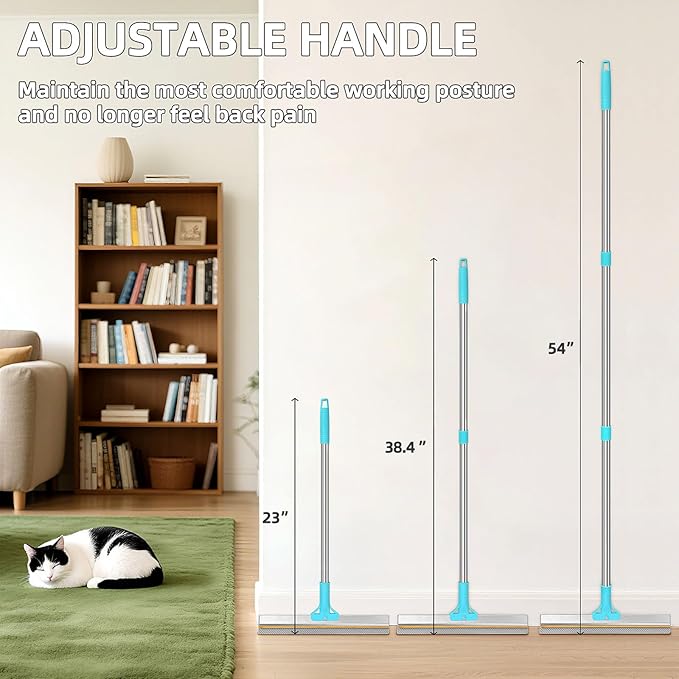Carpet Rake for Pet Hair Removal, 54"Adjustable Handle Pet Hair Removal Carpet Brush Scraper, Pet Hair Removal Broom Tool for Carpet, Reusable Dog Cat Fur Remover, Pet Fur Cleaner for Rugs, Mats