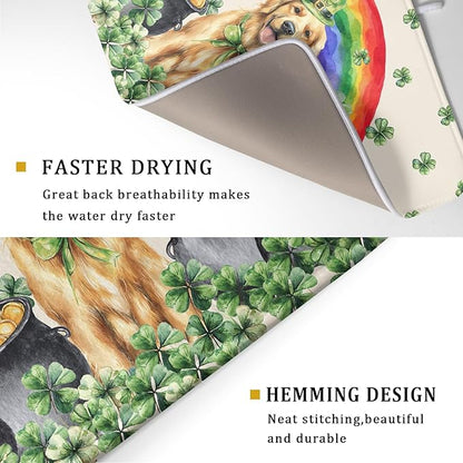 Funny Dog Dish Drying Mats for Kitchen Countertop Large Microfiber Absorbent Coffee Bar Mat