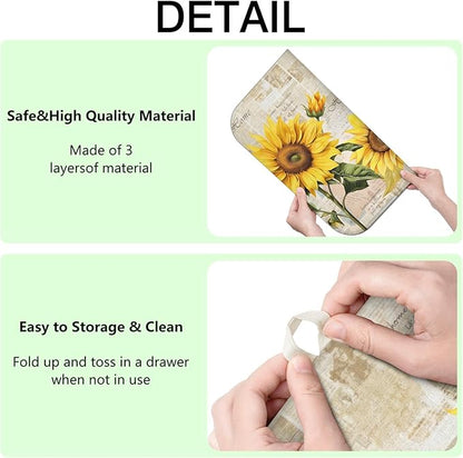 Dish Drying Mat Drainer Pads - Extra Large Microfiber Drying Mats for Dishes Kitchen Counter Super Absorbent Pads for Draining Racks (Sunflower,18"x24" )