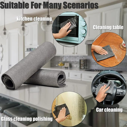 KTT Thickened Magic Cleaning Cloth,Reusable Microfiber Cleaning Cloth.Lint Free Cloth for Home,Window,Mirror Glass and Cars.(12" x 16",5 Pack)