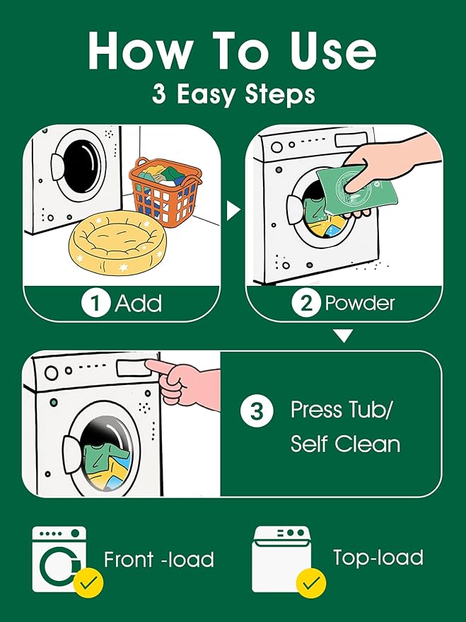 Pet Hair Remover for Laundry - Hair Dissolving Laundry Powder, Laundry Detergent & Stain Remover for Clothes, Dog Hair Remover, Cat Hair Remover, 96.7% Pet Hair Dissolving Rate, 2 Sachets