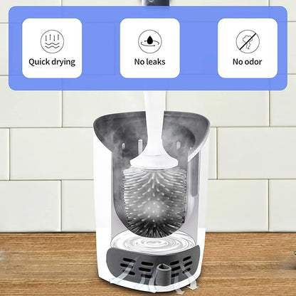 Silicone Toilet Bowl Cleaner Brush, Bathroom Cleaning Bowl Kit, Wall Mount Toilet Brush Refillable Toilet Brush Diatom Mud Absorbent Soft Bristled Silicone