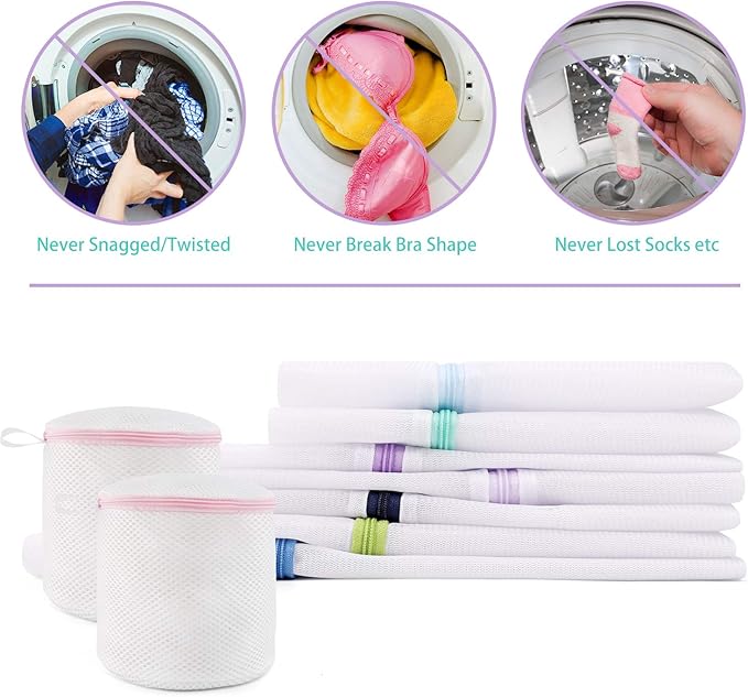 9Pcs Mesh Laundry Bag for Delicates, Lingerie Bags for Laundry - (1 Large & 4 Medium & 2 Small & 2 Bra Bags) for Garment, Underwear, Sock, Baby Clothes, Sweater, Travel, Washing Machine