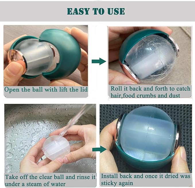 2 Pack Reusable Gel Lint Roller Ball for Pet Hair, MUEDRT Washable Small Lint Remover for Clothes, Portable Sticky Pet Hair Remover for Clothes Traveling Essentials