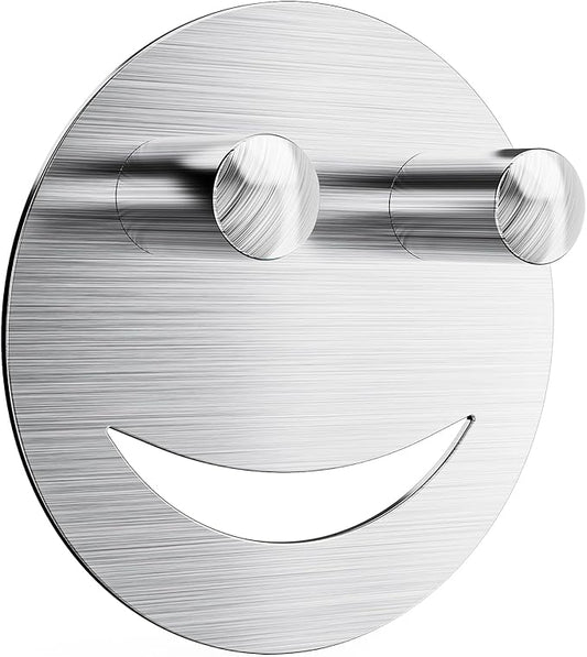 Stainless Steel Smiley Face Sponge Daddy Holder, Brushed Silver Sink Caddy Organizer with Suction Cup Installation for Kitchen, Keep Happy Face Sponge Clean and Dry