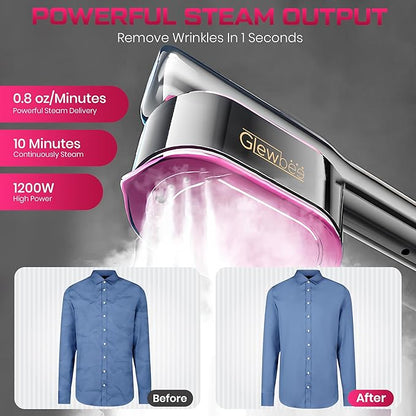 Travel Steamer for Clothes, 1200W Portable Steamer & Iron 2 in 1, Handheld Garment Steamer with 10s Fast Heatup, 5 Modes LED Touch Display, Large Ceramic Panel & 110ml Tank for Home and Travel