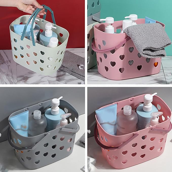 Laundry Hamper, Bathroom Organizers And Storage, Plastic Storage Baskets With Handles Hollow Shower Baskets With Holes, Bathroom Organizers Toiletry Bag Basket (green)