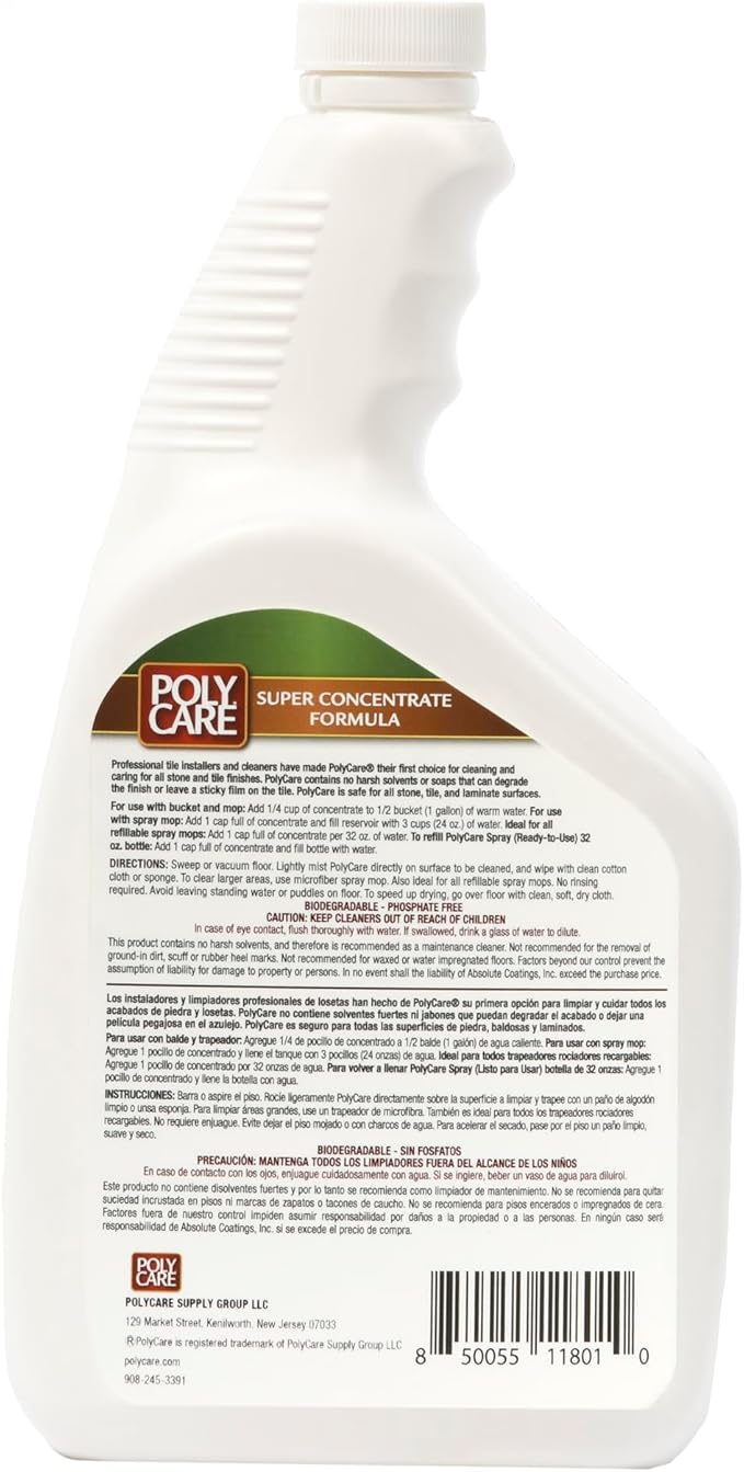 Stone & Tile Floor Cleaner Super Concentrate - 32 Fl Oz - Fresh- Dilute Concentrate with Water for Spray Mops and Spray Bottles - Residue-Free Floor Cleaning Solution for Stone & Tile Floors